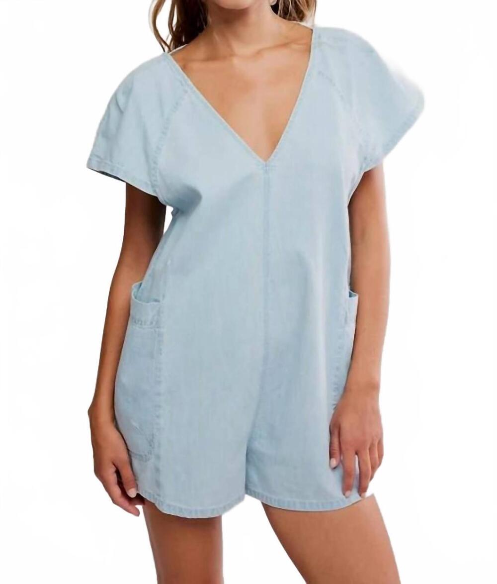NEW FREE PEOPLE fall denim romper in blue